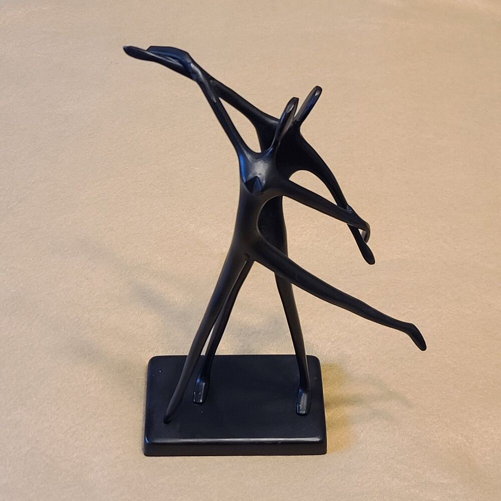 Bronze Sculpture Ballet Couple Bodrul Khalique 2000 Modern Minimalist Black Lacq
